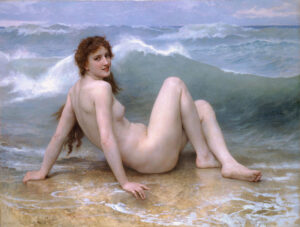 William-Adolphe Bouguereau Wave 1896 not his normal bare foot young girl